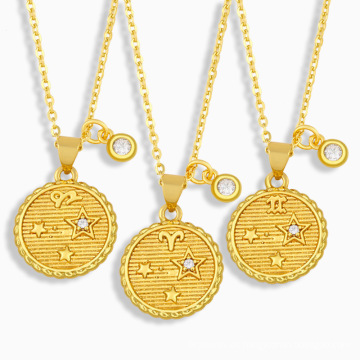 Shangjie OEM 12 Collar colgante de Constel Cobre Cobre Cobrés de oro Collares pequeños